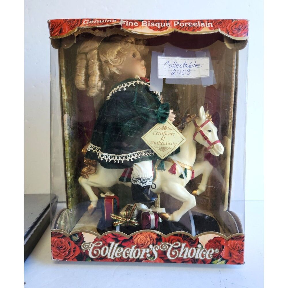 Dan Dee Collector's Choice Porcelain Doll on Carousel Horse - NIB